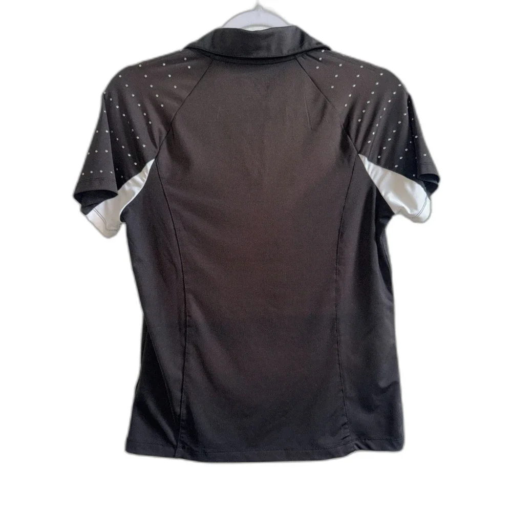 IZOD XFG Women's Golf Polo Shirt Size S Black White Rhinestone Studded Cool-FX